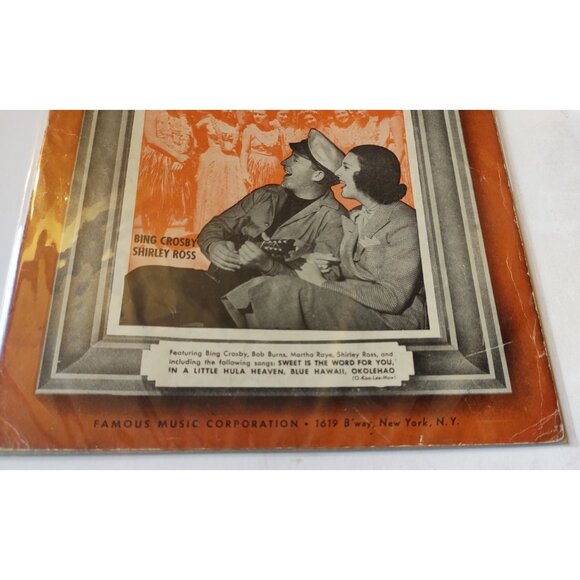 Blue Hawaii Bing Crosby Shirley Ross 1937 Waikiki Wedding Vintage Sheet - Picture 2 of 3